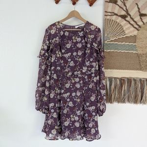 Astr Floral Long Sleeve Ruffled Dress Size XL